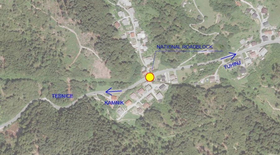 Notice - occasional complete blocking of national roads in the village Soteska